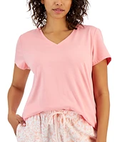 Charter Club Women's Solid V-Neck Short-Sleeve Sleepwear Top