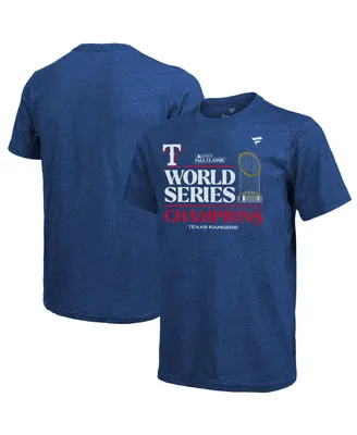 Men's Majestic Threads Royal Texas Rangers 2023 World Series Champions Locker Room Tri-Blend T-shirt