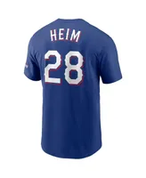 Men's Nike Jonah Heim Royal Texas Rangers 2023 World Series Champions Name and Number T-shirt