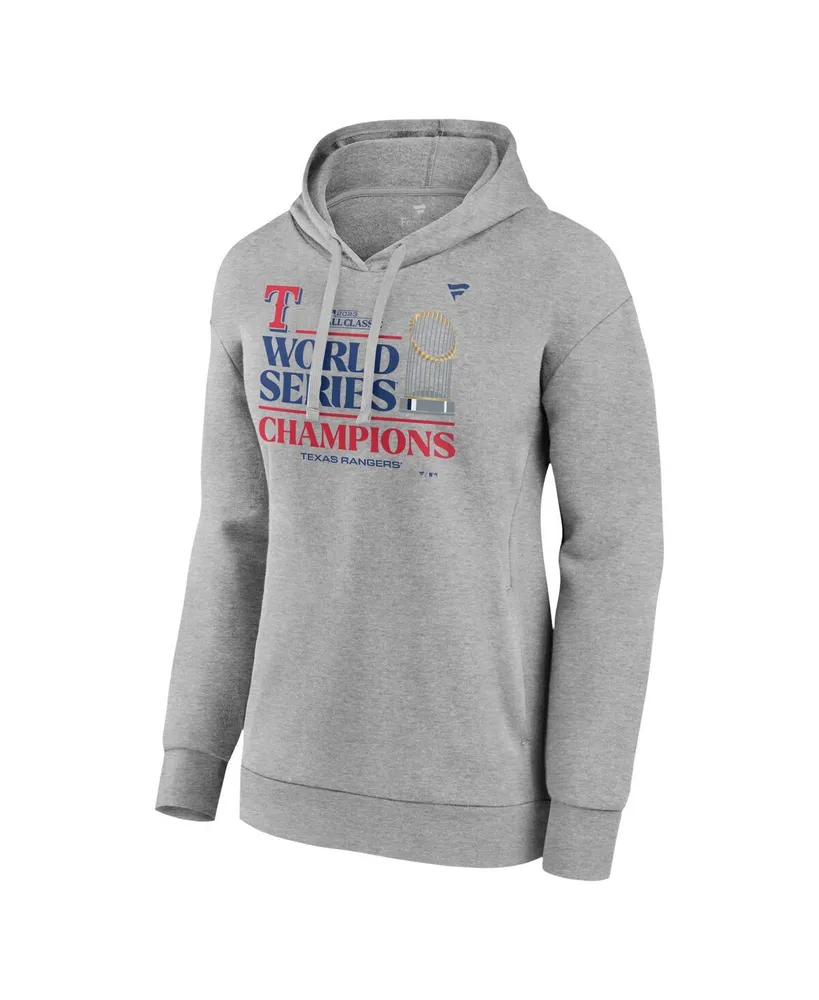 Women's Fanatics Heather Gray Texas Rangers 2023 World Series Champions Locker Room Plus Pullover Hoodie