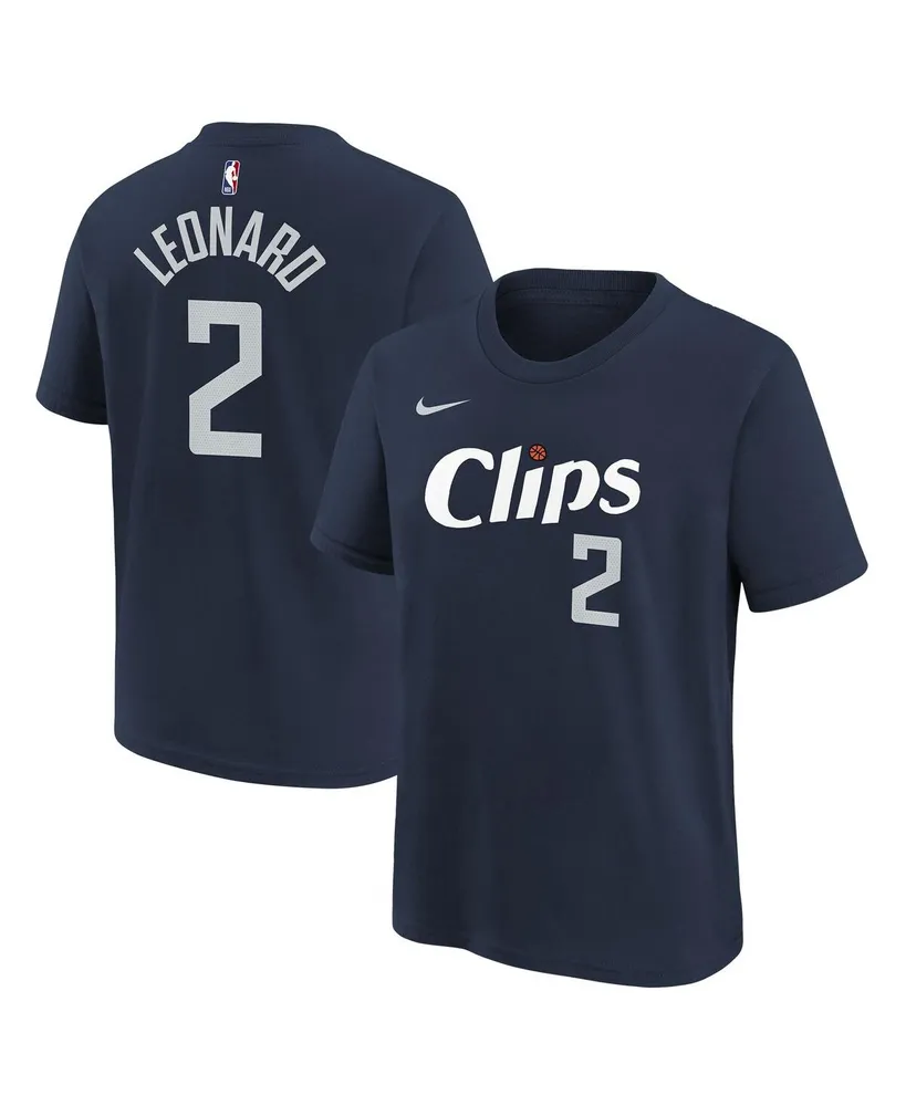 Big Boys Nike Kawhi Leonard Navy La Clippers 2023/24 City Edition Name and Number T-shirt