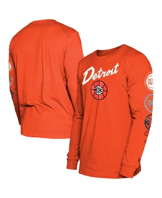 Men's New Era Orange Detroit Pistons 2023/24 City Edition Long Sleeve T-shirt