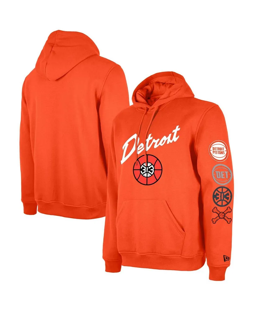 Men's New Era Orange Detroit Pistons 2023/24 City Edition Pullover Hoodie