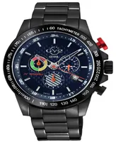 GV2 by Gevril Men's Scuderia Black Stainless Steel Watch 45mm