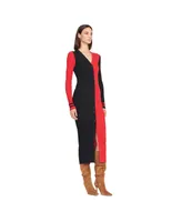 Women's Staud Black, Red Atlanta Falcons Shoko Knit Button-Up Sweater Dress