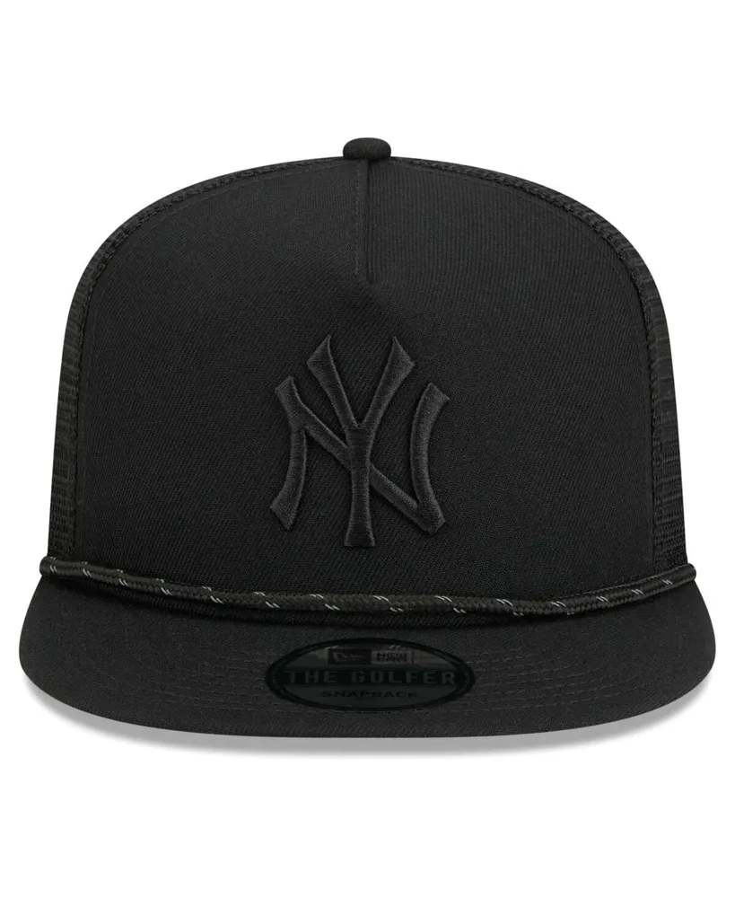 Men's New Era New York Yankees Black on Black Meshback Golfer Snapback Hat