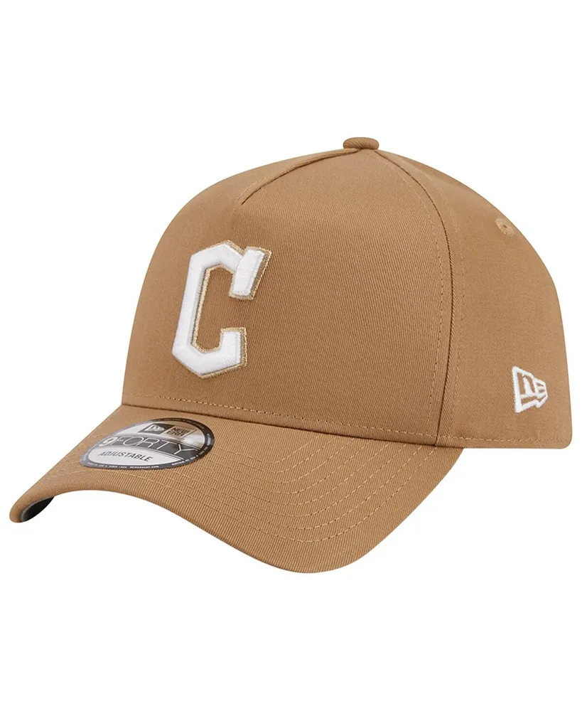 Men's New Era Khaki Cleveland Guardians A-Frame 9FORTY Adjustable Hat