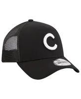 Men's New Era Black Chicago Cubs A-Frame 9FORTY Trucker Adjustable Hat