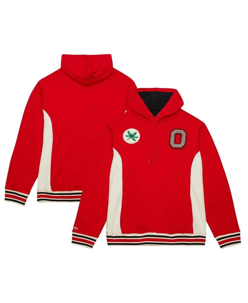 Men's Mitchell & Ness Scarlet Ohio State Buckeyes Team Legacy French Terry Pullover Hoodie