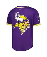 Men's Pro Standard Justin Jefferson Purple Minnesota Vikings Mesh Baseball Button-Up T-shirt