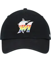 Men's '47 Brand Black Miami Marlins Team Pride Clean Up Adjustable Hat