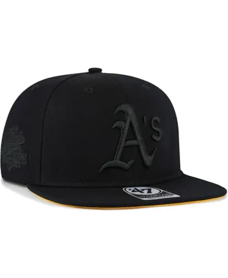 Men's '47 Brand Oakland Athletics Black on Black Sure Shot Captain Snapback Hat