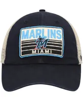 Men's '47 Brand Black Miami Marlins Four Stroke Clean Up Trucker Snapback Hat