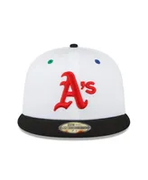 Men's New Era White, Black Oakland Athletics 1973 World Series Primary Eye 59FIFTY Fitted Hat