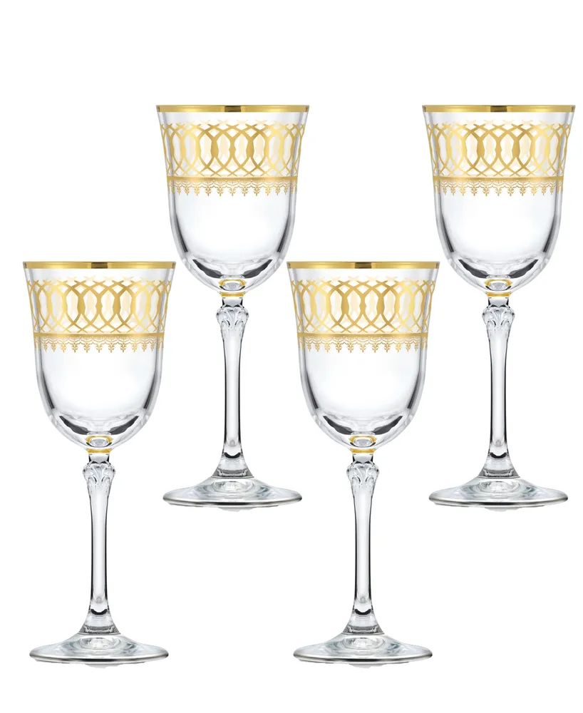 Lorren Home Trends Gold-Tone Embellished Wine Goblet with Gold-Tone Rings