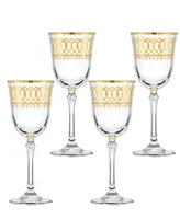 Lorren Home Trends Gold-Tone Embellished Wine Goblet with Gold-Tone Rings