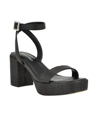 Calvin Klein Women's Lalah Block Heel Open Toe Dress Sandals