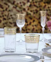 Lorren Home Trends Gold-Tone Embellished Double Old Fashion with Gold-Tone Rings, Set of 4