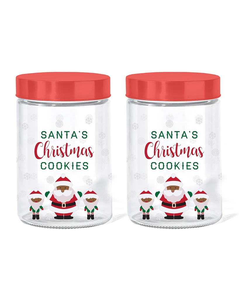 Style Setter Santa's Christmas Cookies Elves Glass Jar, 44 oz