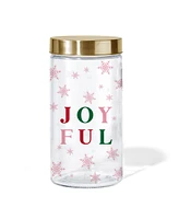 Style Setter Joyful Pink Snowflakes Glass Jar, 60 oz