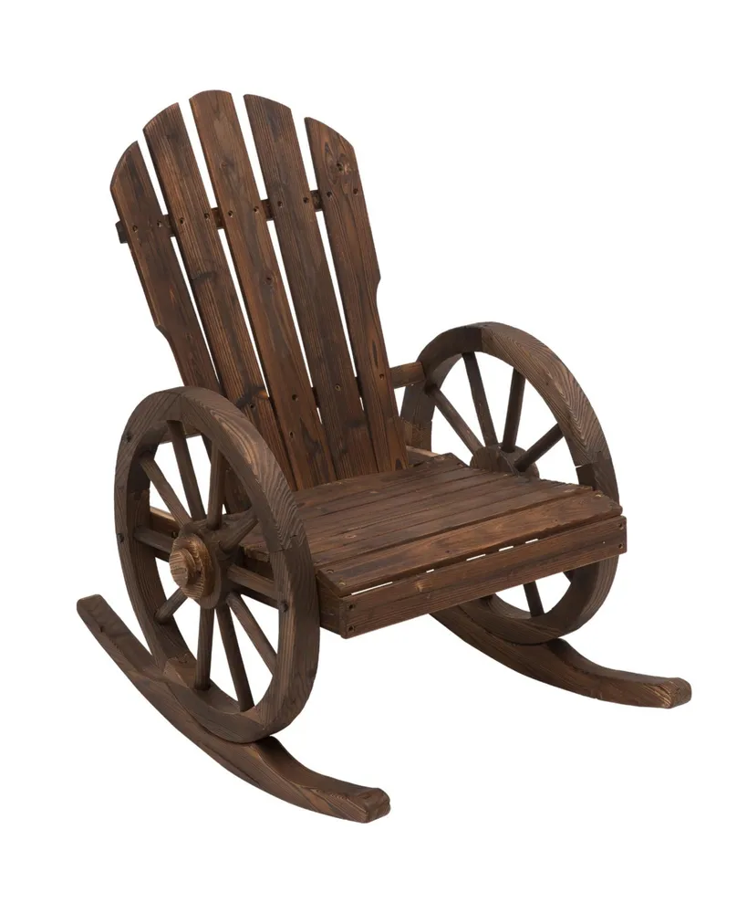 Outsunny Adirondack Rocking Chair with Slatted Design and Oversize Back for Porch, Poolside, or Garden Lounging