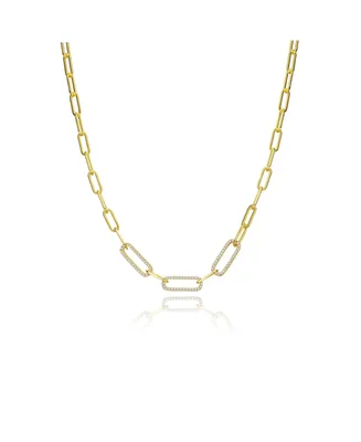 Rachel Glauber GiGiGirl Teens/Young Adults 14k Yellow Gold Plated With Cubic Zirconia Elongated Cable Link Chain Necklace
