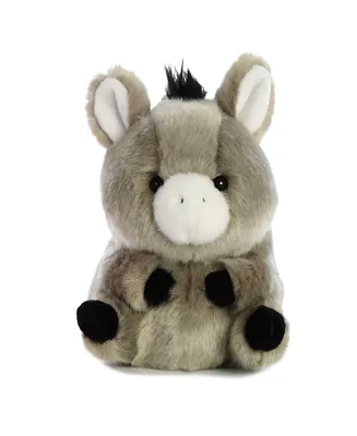 Aurora Mini Bray Donkey Rolly Pet Round Plush Toy Gray 5"