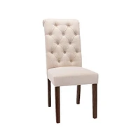 Tufted Fabric Dining Chair with Rolled Back, Set of 2