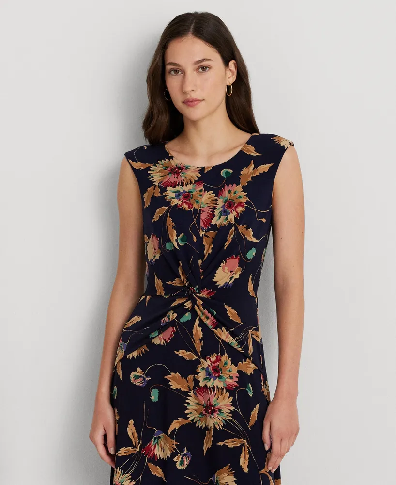 Lauren Ralph Lauren Women's Floral Stretch Jersey Surplice Dress, 4