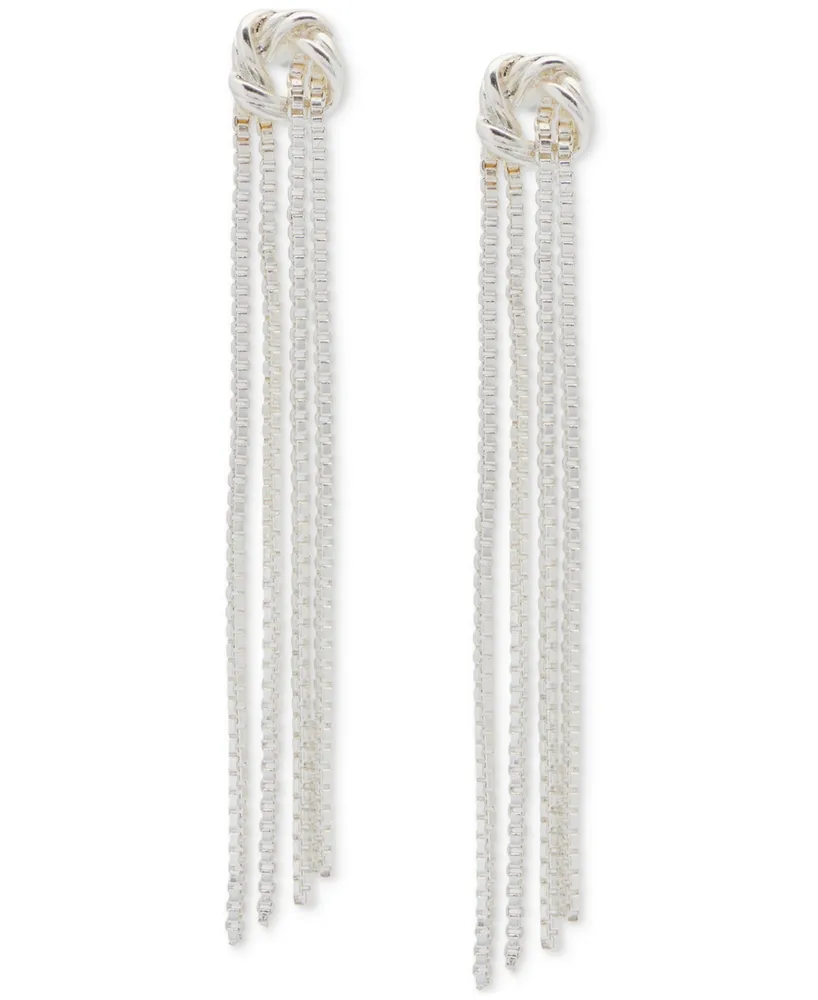 Lucky Brand Silver-Tone Knotted Strand Earrings