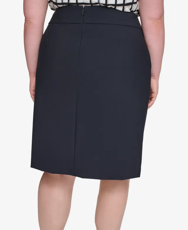 Calvin Klein Plus Pull-On Tummy-Control Pencil Skirt Black Black