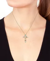 Effy Opal (5 ct. t.w.) & Multi-Gemstone (4-5/8 ct. t.w.) 18" Cross Pendant Necklace in 14k Gold