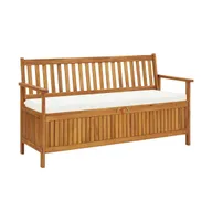 Storage Bench with Cushion 58.2" Solid Acacia Wood