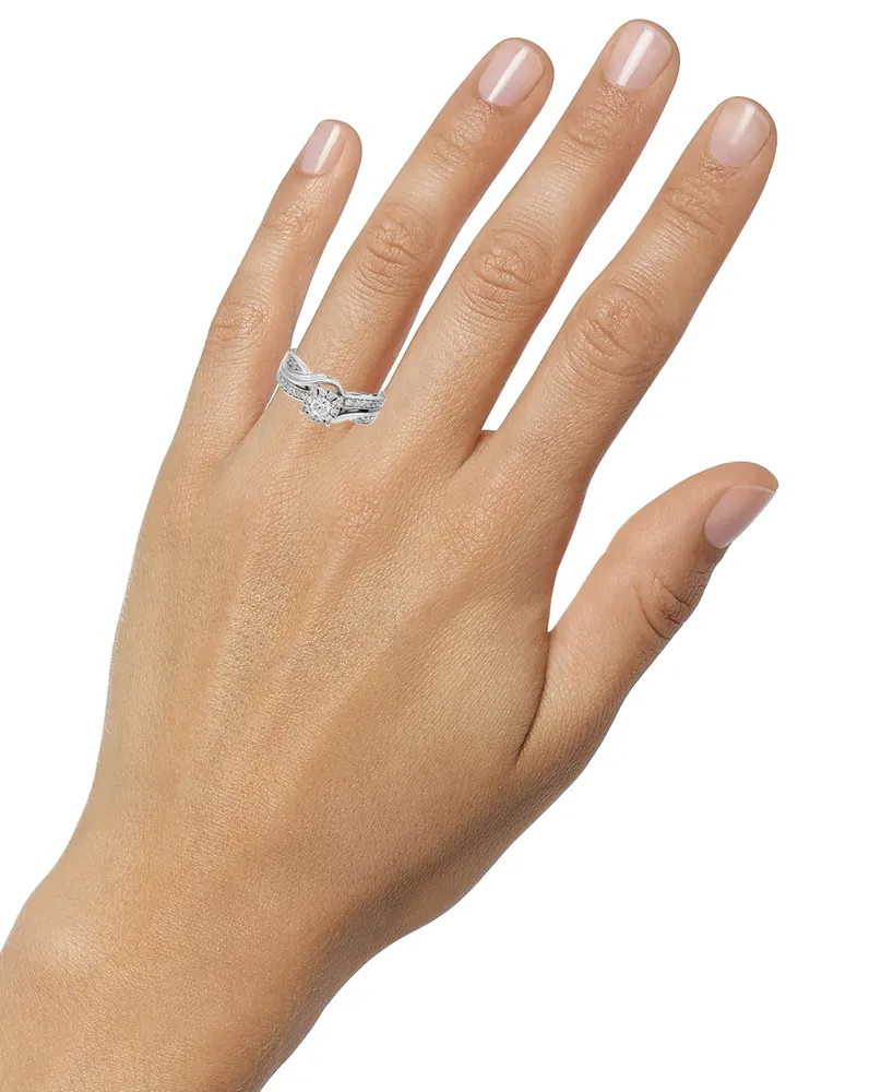 Diamond Halo Twist Engagement Ring (1/2 ct. t.w.) in 14k White Gold