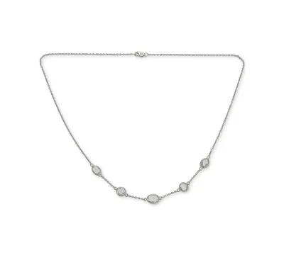 White Quartz Five Stone Bezel 18" Collar Necklace (5-1/4 ct. t.w.) in Sterling Silver