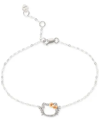 Hello Kitty Diamond Silhouette Link Bracelet (1/20 ct. t.w.) in 10k White & Rose Gold