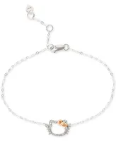 Hello Kitty Diamond Silhouette Link Bracelet (1/20 ct. t.w.) in 10k White & Rose Gold