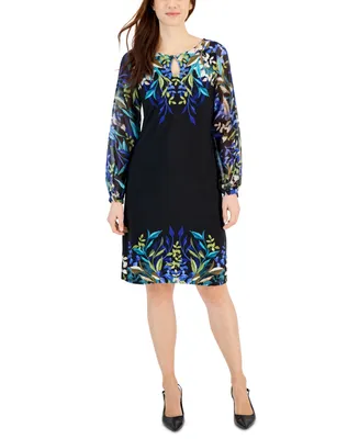 Jm Collection Women's Printed Keyhole Midi Dress, Created for Macy's