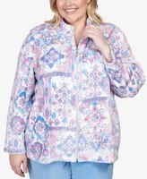 Alfred Dunner Plus Size Swiss Chalet Cozy Plush Medallion Jacket