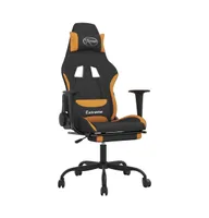 Gaming Chair with Footrest Black and Fabric