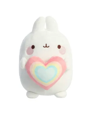 Aurora Small Rainbow Heart Molang Playful Plush Toy White 6"