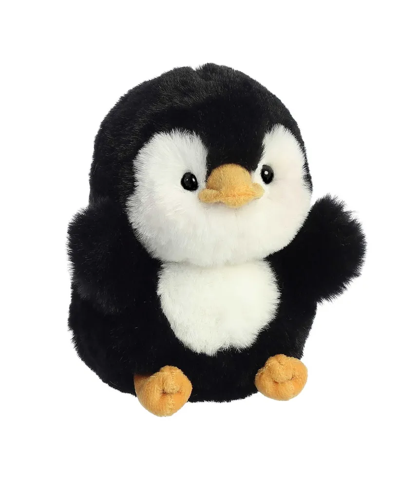 Aurora Mini Peewee Penguin Rolly Pet Round Plush Toy Black 5"