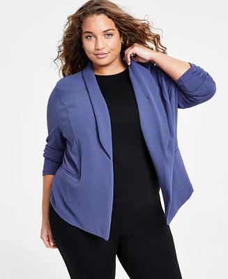 Bar Iii Trendy Plus Knit Drape-Front Blazer, Created for Macy's