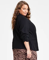 Bar Iii Trendy Plus Knit Drape-Front Blazer