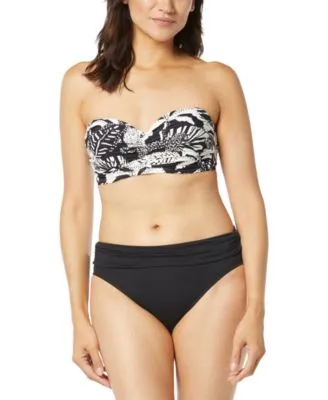 Coco Reef Womens Charisma Printed Bra Sized Pleated Bikini Top Contours High Waist Bikini Bottoms