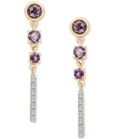 Amethyst (3/8 ct. t.w.) & Diamond (1/20 ct. t.w.) Drop Earrings in 14k Gold-Plated Sterling Silver