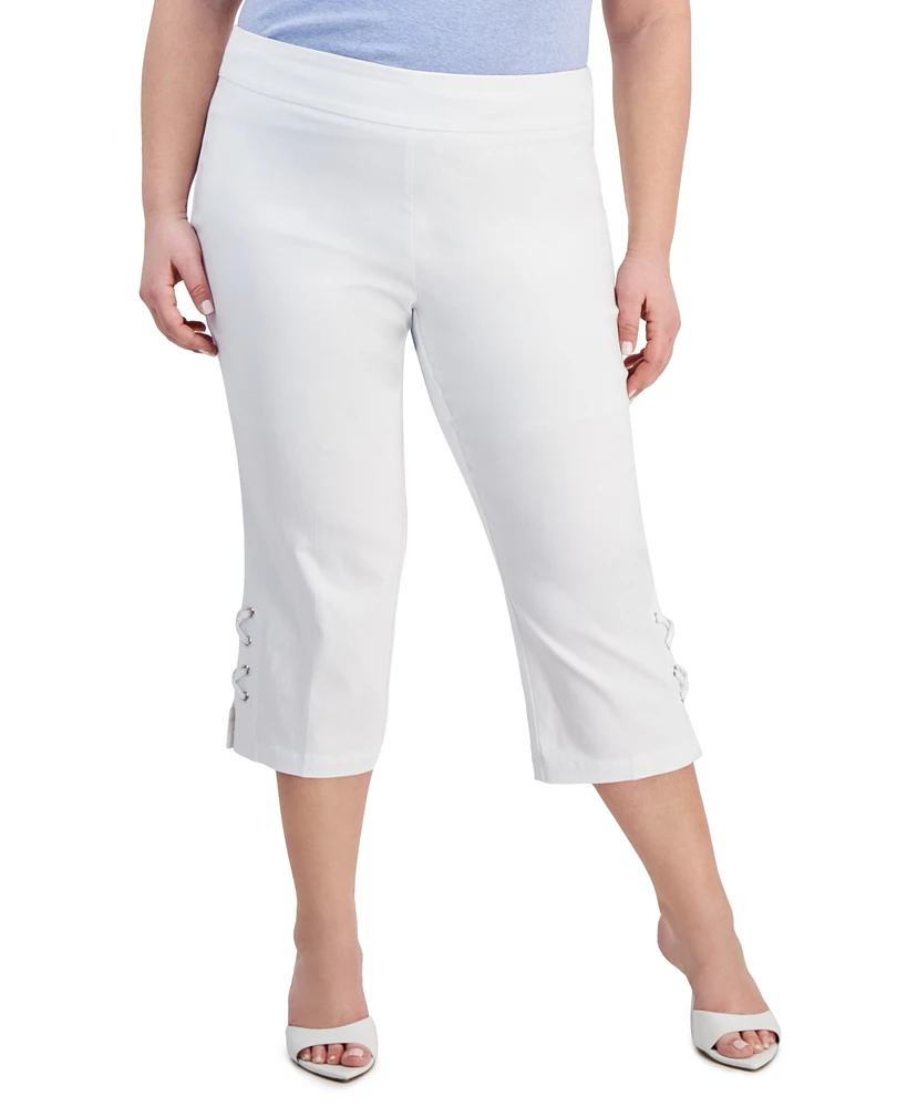 Jm Collection Plus Side Lace-Up Capri Pants