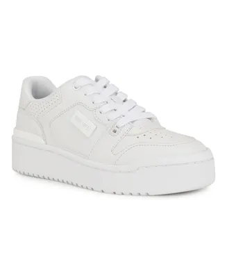 Nine West Women's Alope Round Toe Platform Lace-up Sneakers - White