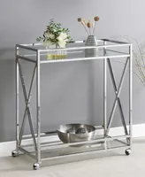 Convenience Concepts 29.25" Chrome Oxford Glass Bar Cart With Shelf