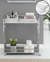 Convenience Concepts 29.25" Chrome Town Square Mirrored Bar Cart